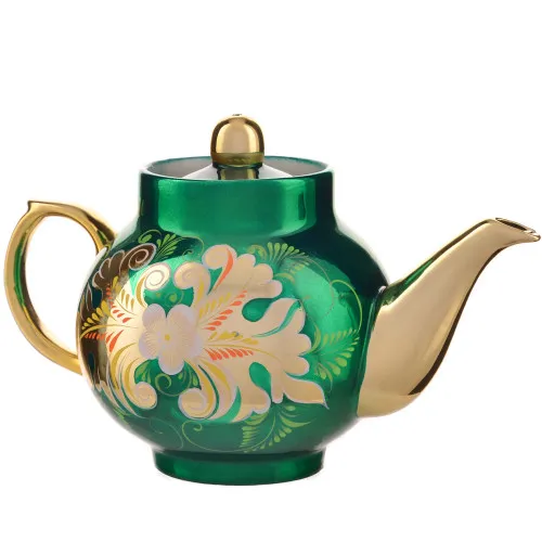 Чайник заварочный для самовара с художественной росписью «Кудрина зелёная»