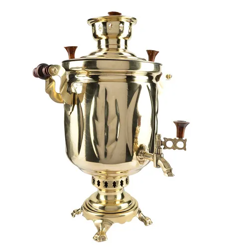 Самовар на дровах 5 литров формы «Банка с листьями», золотой, категория «Стандарт»