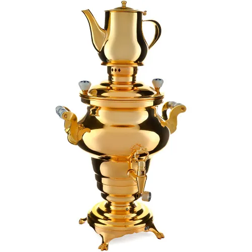 Самовар элекрический 5 литров формы «Дуля» с чайником, BEEM, позолоченный, категория «Эксклюзив»