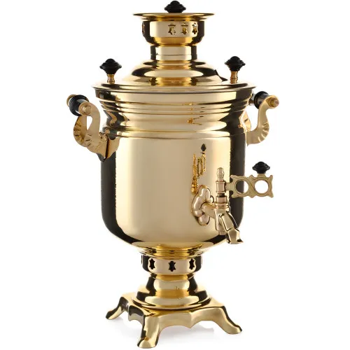 Самовар на дровах 2,8 литра формы «Банка вибронакатка», золотой, категория «Люкс»
