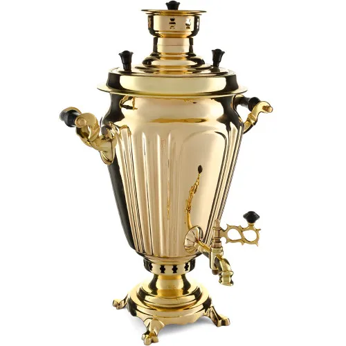Самовар на дровах 7 литров формы «Рюмка гранная», литьё, золотой, категория «Дачный»
