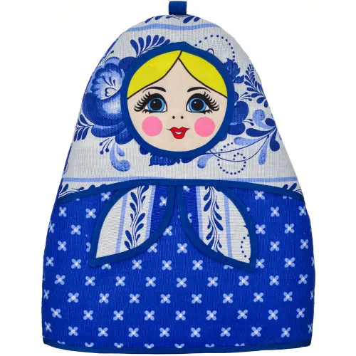 Грелка на заварочный чайник «Матрёшка с аппликацией Гжель» Грелка на заварочный чайник «Матрёшка с аппликацией Гжель»