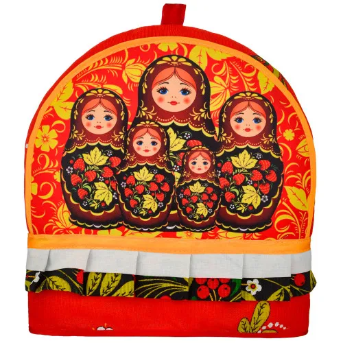 Грелка на заварочный чайник колпак «Матрёшки хохлома» Грелка на заварочный чайник колпак «Матрёшки хохлома»