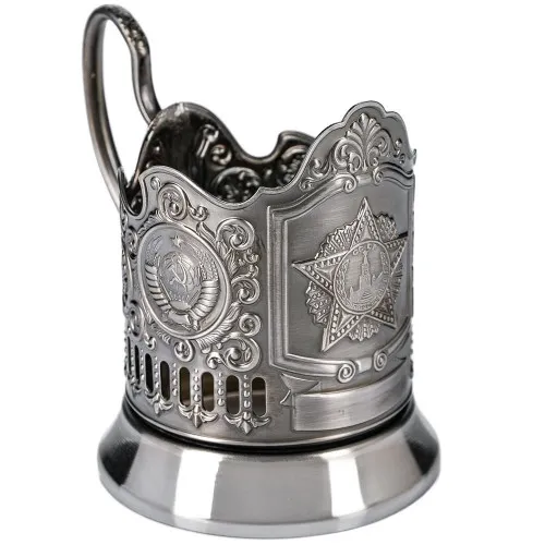 Подстаканник никелированный с чернью «Орден Победы. Герб СССР»