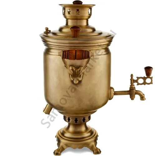 Самовар комбинированный на 5 литров формы «Банка», травление по латуни, категория «Эксклюзив» 