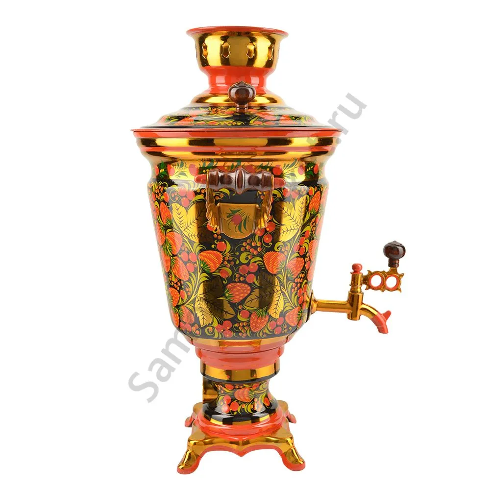 Самовар электрический 4 литра с художественной росписью «Клубника в зелени №2» формы «Рюмка» Самовар электрический 4 литра с художественной росписью «Клубника в зелени №2» формы «Рюмка»