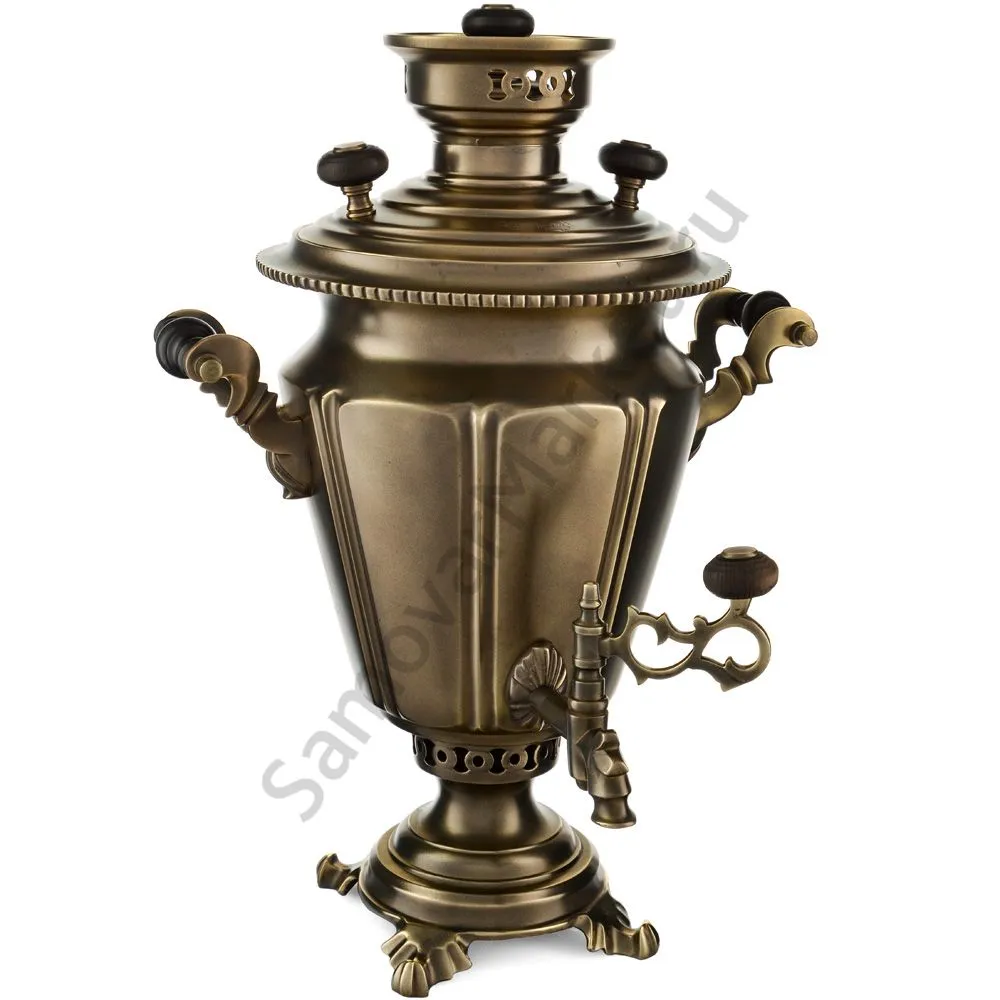 Самовар антикварный на дровах 3,5 литра формы «Рюмка» ТулМетПром, с трубой, травление по латуни Самовар антикварный на дровах 3,5 литра формы «Рюмка» ТулМетПром, с трубой, травление по латуни