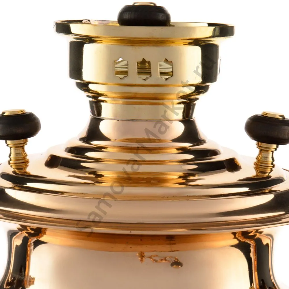 Самовар антикварный на дровах 4 литра формы «Репка», братьев Воронцовых, с трубой, томпаковый Самовар антикварный на дровах 4 литра формы «Репка», братьев Воронцовых, с трубой, томпаковый