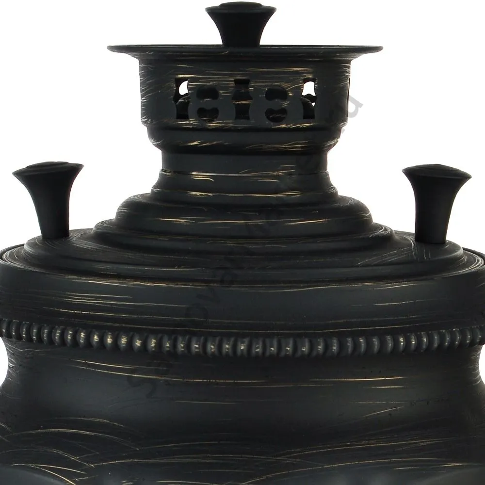 Самовар антикварный на дровах 5,5 литра формы «Рюмка гранная», золотые нити в патине Самовар антикварный на дровах 5,5 литра формы «Рюмка гранная», золотые нити в патине