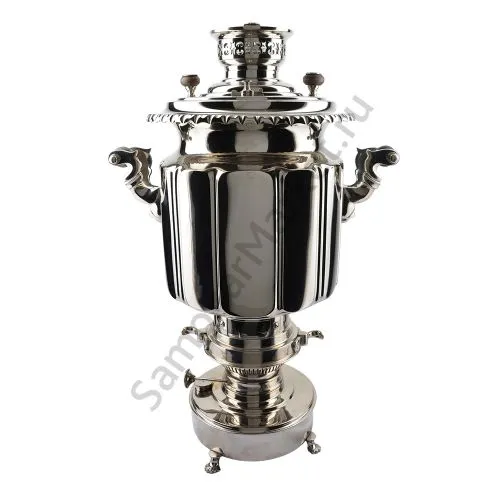 Самовар антикварный жаровой на спирте 9 литров формы «Фонарь» Б.Г. Тейле, серебристый