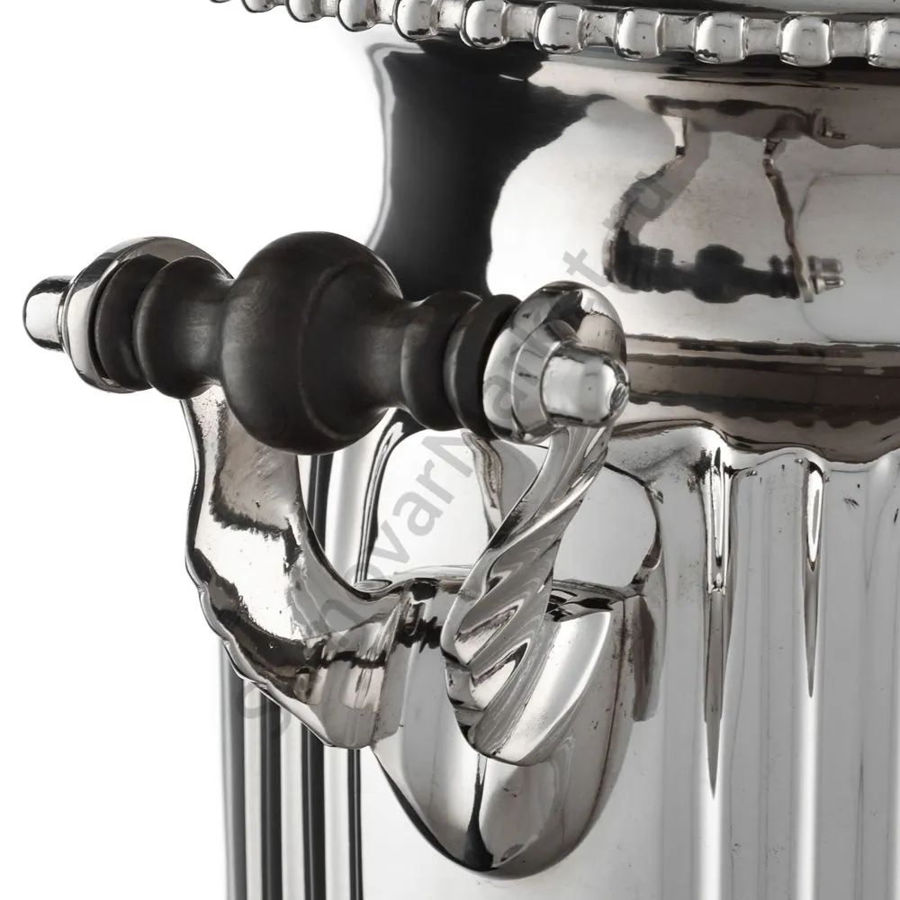 Самовар антикварный комбинированный 5,5 литров формы «Фонарь» Бр. Шемариных, с трубой, серебристый Самовар антикварный комбинированный 5,5 литров формы «Фонарь» Бр. Шемариных, с трубой, серебристый