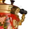 Самовар электрический 10л с автоотключением, худ.росписью «Пионы на красном в золоте» формы «Банка»