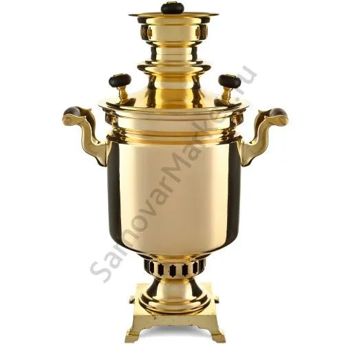 Самовар антикварный на дровах 5 литров формы «Банка» Баташева с медалями, золотой 