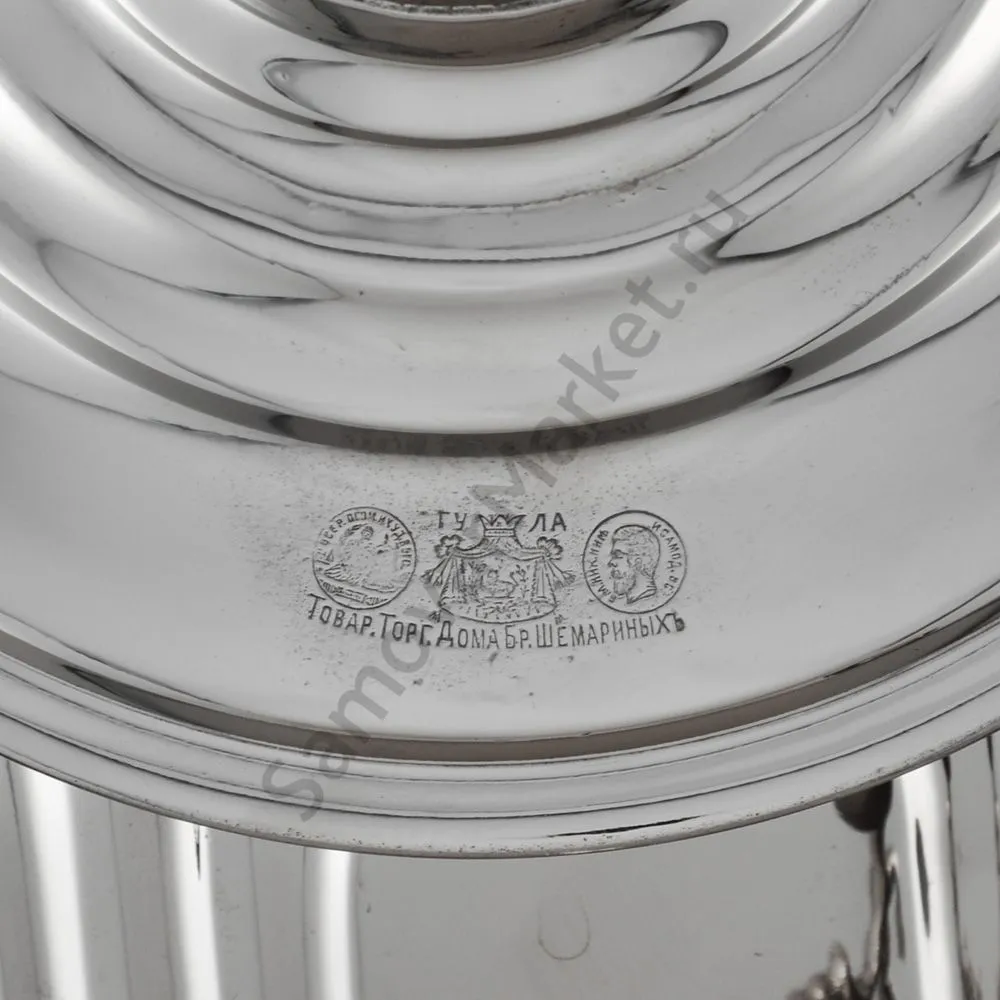 Самовар антикварный комбинированный 5,5 литров формы «Фонарь» Бр. Шемариных, с трубой, серебристый Самовар антикварный комбинированный 5,5 литров формы «Фонарь» Бр. Шемариных, с трубой, серебристый