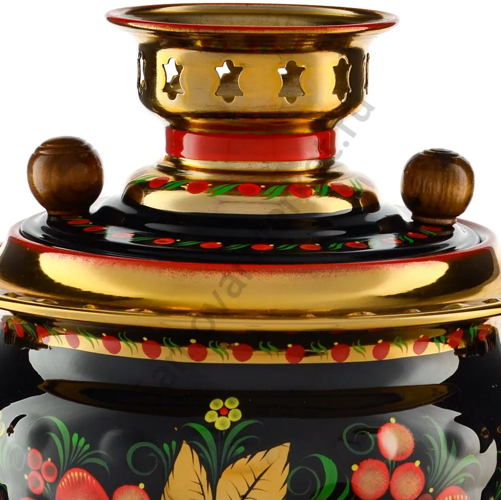 Самовар электрический 2,5 литра с худ.росписью «Хохлома с ягодами в зелени №2» формы «Груша» Самовар электрический 2,5 литра с худ.росписью «Хохлома с ягодами в зелени №2» формы «Груша»