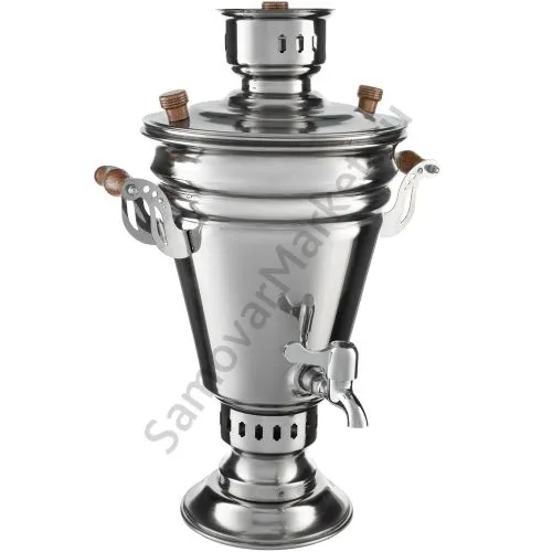 Самовар на дровах 5 литров формы «Конус», нержавеющая сталь, серебристый 