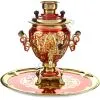 Самовар электрический 3 л. с художественной росписью «Орнамент красный» с подносом, формы «Жёлудь»