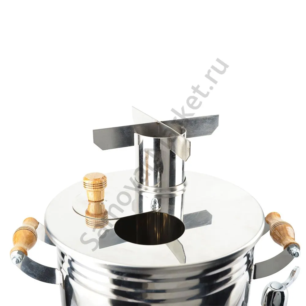 Самовар на дровах туристический 5 литров формы «Банка» с трубой, нержавеющая сталь, серебристый Самовар на дровах туристический 5 литров формы «Банка» с трубой, нержавеющая сталь, серебристый