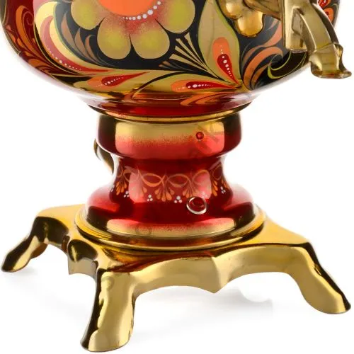 Самовар электрический 3 литра с автоотключением,  худ. росписью «Хохлома» формы «Банка»