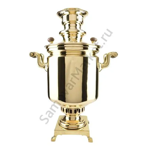 Самовар антикварный на дровах 5 литров формы «Банка» Баташева с медалями, золотой