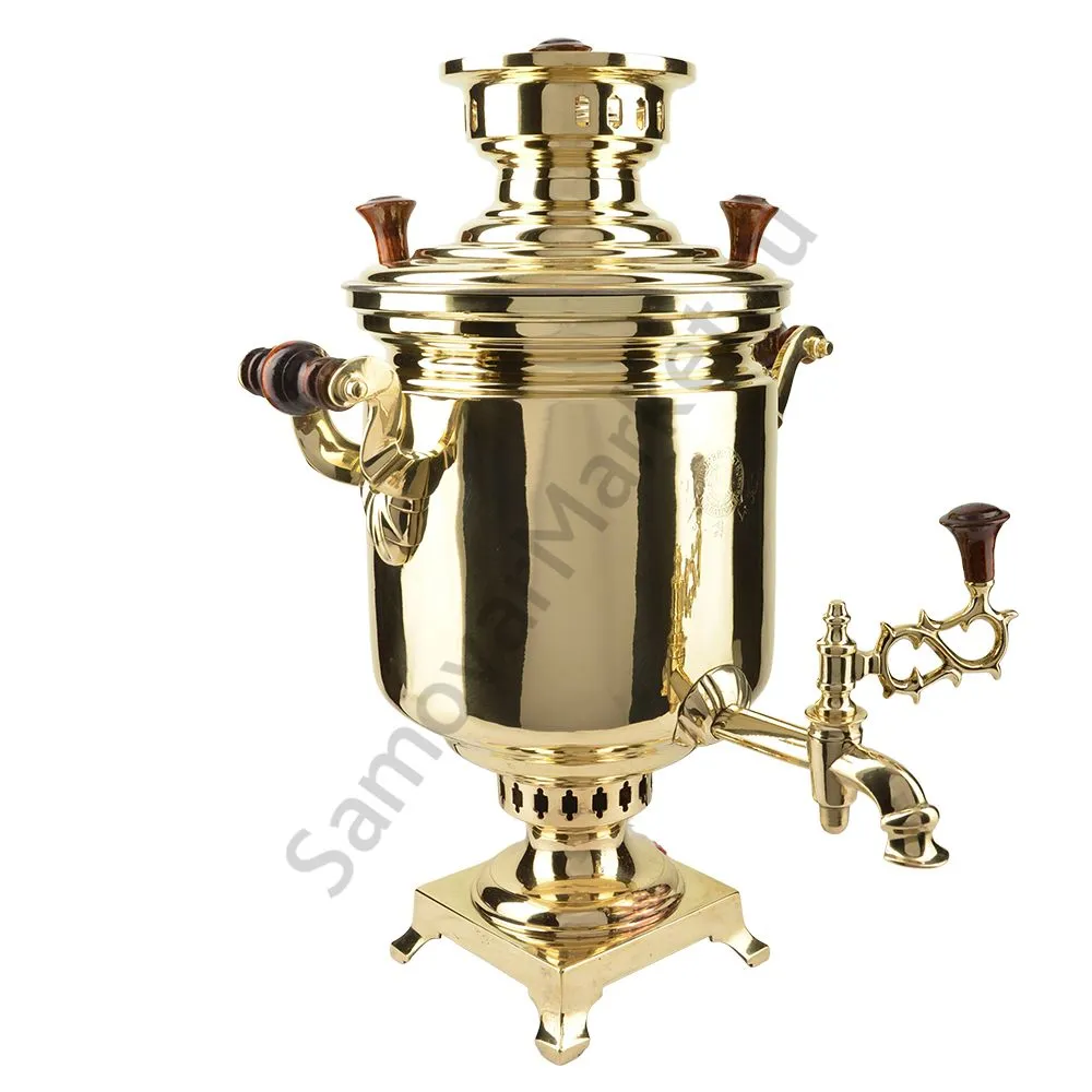 Самовар антикварный на дровах 5 литров формы «Банка», ТПЗ, литьё, золотой, категория «Люкс» Самовар антикварный на дровах 5 литров формы «Банка», ТПЗ, литьё, золотой, категория «Люкс»