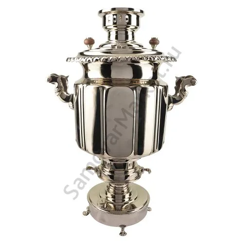 Самовар антикварный жаровой на спирте 8 литров формы «Фонарь» Б.Г. Тейле, серебристый