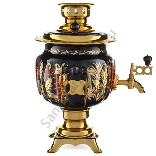 Самовар электрический 3 литра с худ. росписью «Хохлома гроздья ягод» формы «Овал» 