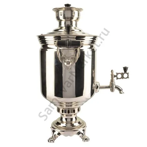 Самовар на дровах 7 литров формы «Банка с вибронакаткой», серебристый, категория «Дачный»