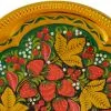 Поднос для самовара овальный с художественной росписью «Клубника в зелени №2 на зелёном»