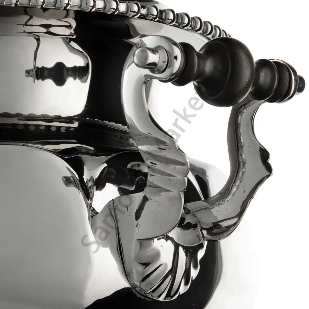 Самовар антикварный на дровах 7,5 литров формы «Ваза гранная» Н.А. Воронцова, с трубой, серебристый Самовар антикварный на дровах 7,5 литров формы «Ваза гранная» Н.А. Воронцова, с трубой, серебристый