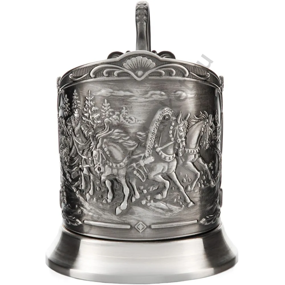 Подстаканник никелированный с чернью «Тройка» Подстаканник никелированный с чернью «Тройка»