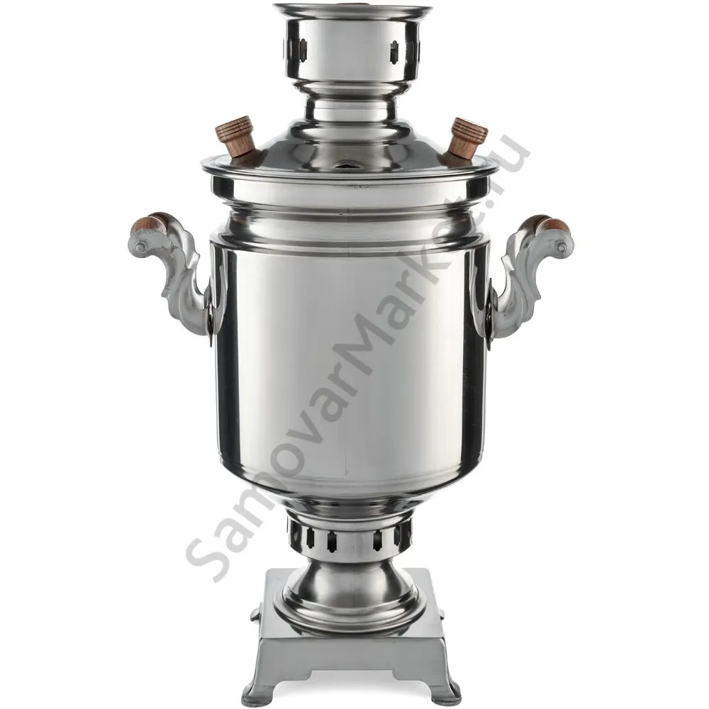 Самовар на дровах 5 литров формы «Банка» нержавеющая сталь, серебристый Самовар на дровах 5 литров формы «Банка» нержавеющая сталь, серебристый