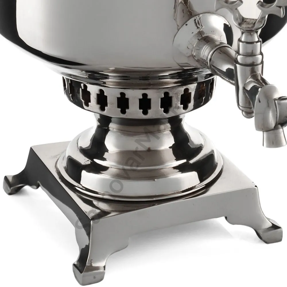 Самовар антикварный комбинированный 5,5 литров формы «Банка» Шемариных с медалями, серебристый Самовар антикварный комбинированный 5,5 литров формы «Банка» Шемариных с медалями, серебристый