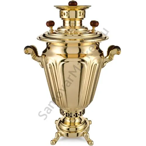 Самовар антикварный на дровах 4 литра формы «Рюмка гранная» братьев Шемариных, золотой