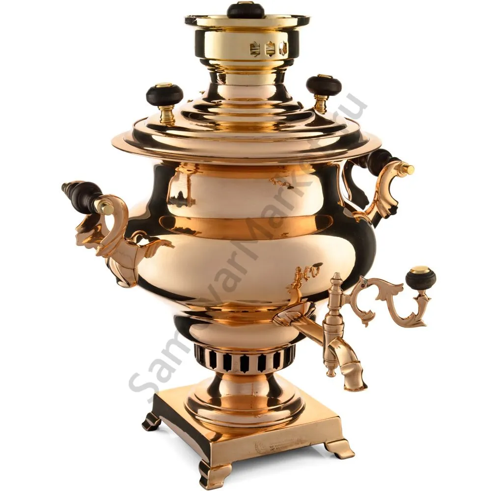 Самовар антикварный на дровах 4 литра формы «Репка», братьев Воронцовых, с трубой, томпаковый Самовар антикварный на дровах 4 литра формы «Репка», братьев Воронцовых, с трубой, томпаковый