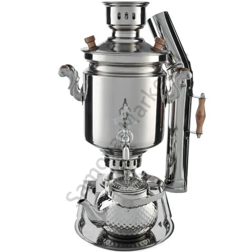 Самовар на дровах из нержавейки 5 литров формы «Банка» в наборе 4 предметов (труба в подарок)