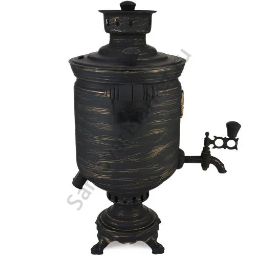 Самовар комбинированный 5 литров формы «Банка с гербом СССР» золотые нити в патине