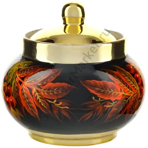 Сахарница с художественной росписью «Осенний виноград в золоте» 