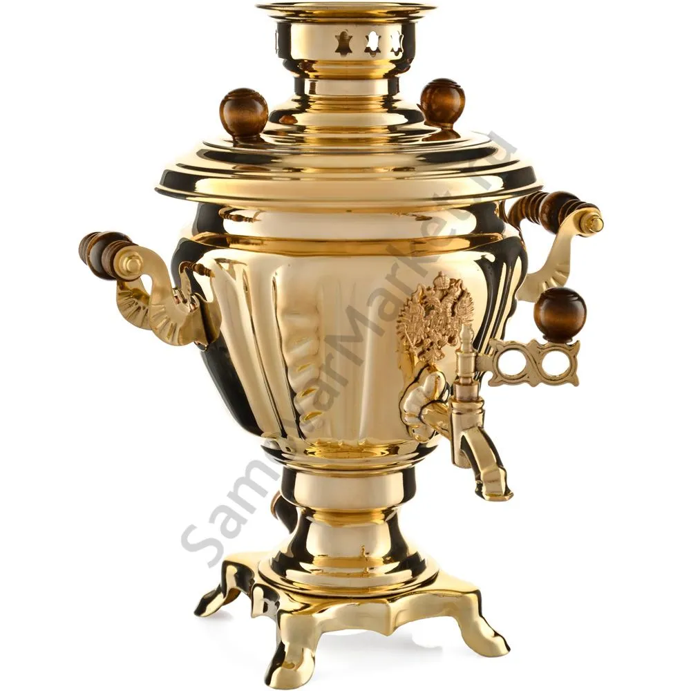 Самовар электрический 2 литра формы «Чаша с гербом РФ», золотой, категория «Стандарт» Самовар электрический 2 литра формы «Чаша с гербом РФ», золотой, категория «Стандарт»