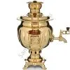Самовар на дровах 2,7 литра формы «Овал», золотой, категория «Люкс»