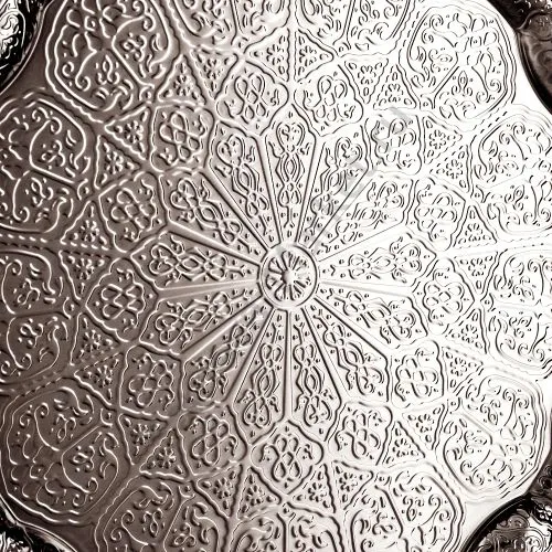 Поднос для самовара круглый, цвета «Патинированной латуни», рельефный