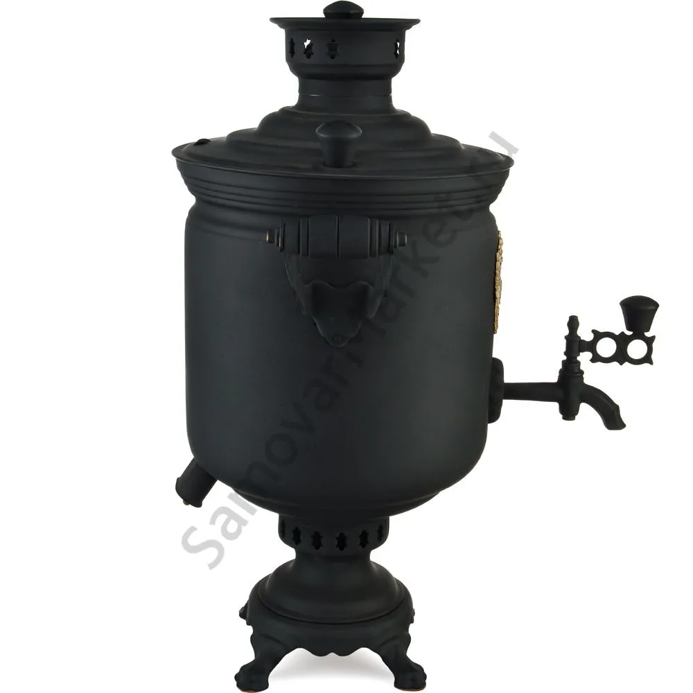 Самовар комбинированный 7 литров формы «Банка с гербом РФ» в наборе из 4 предметов, «Графит» Самовар комбинированный 7 литров формы «Банка с гербом РФ» в наборе из 4 предметов, «Графит»