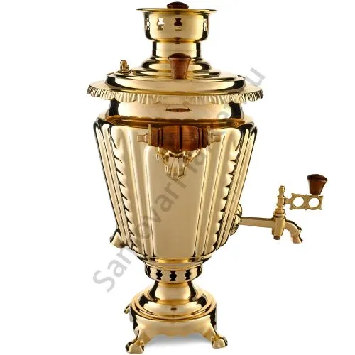 Самовар комбинированный 5 литров формы «Рюмка с косичкой», золотой, категория «Люкс»