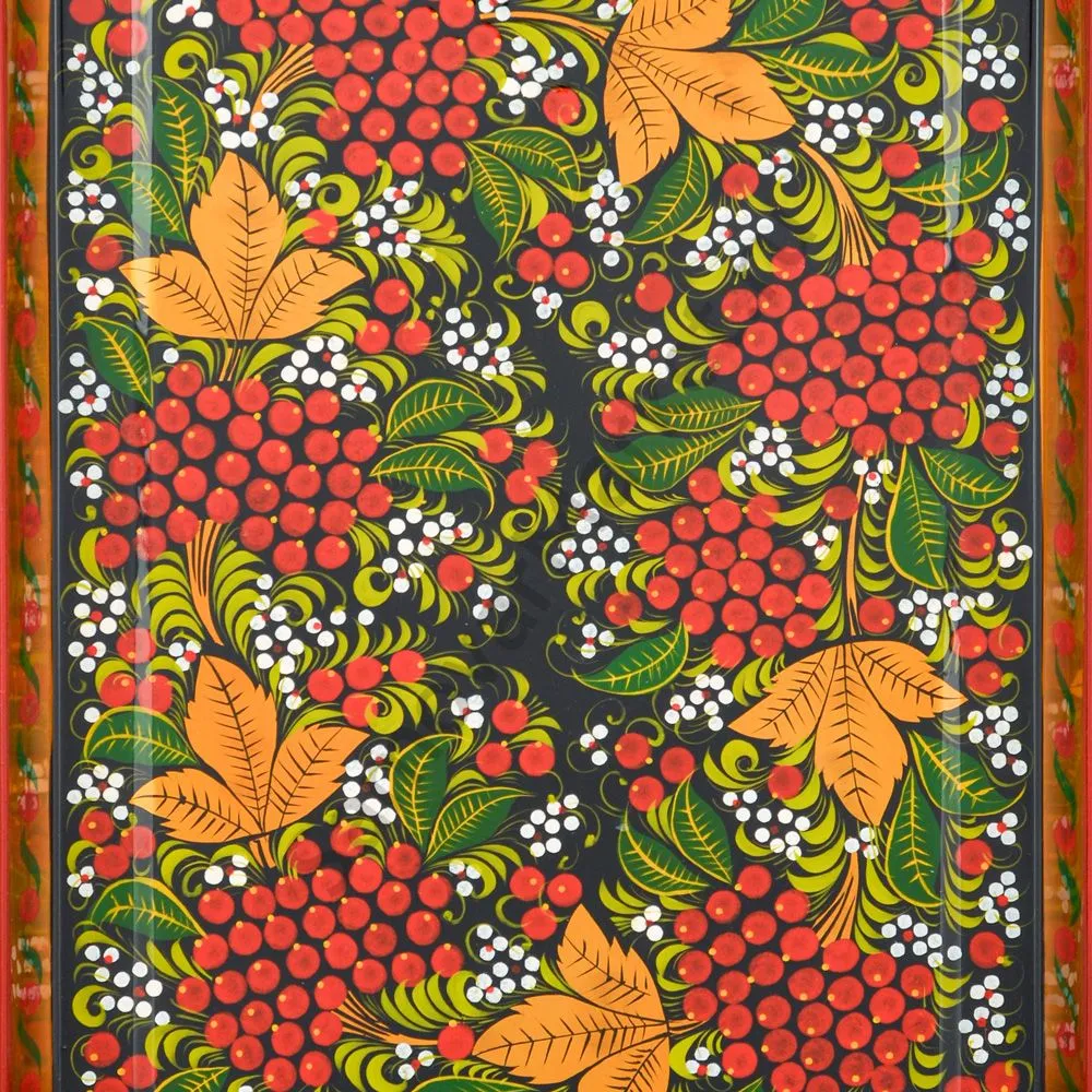 Поднос для самовара прямоугольный с художественной росписью «Рябина в зелени» Поднос для самовара прямоугольный с художественной росписью «Рябина в зелени»