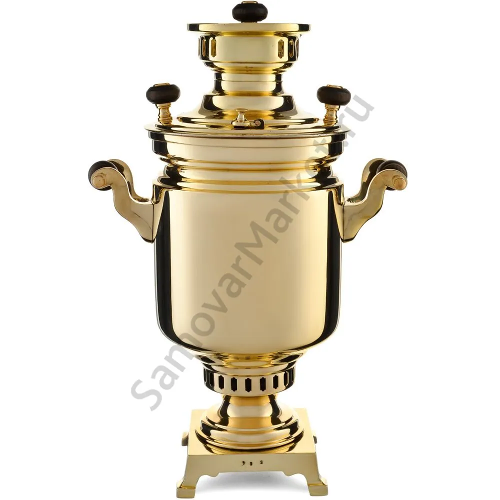 Самовар антикварный на дровах 3 литра формы «Банка» В.С. Баташева с медалями, золотой Самовар антикварный на дровах 3 литра формы «Банка» В.С. Баташева с медалями, золотой