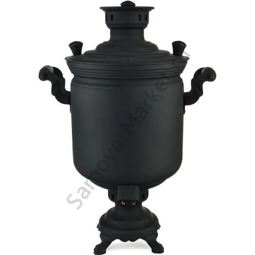 Самовар комбинированный 5 литров формы «Банка с гербом РФ», категория «Эксклюзив», «Графит»