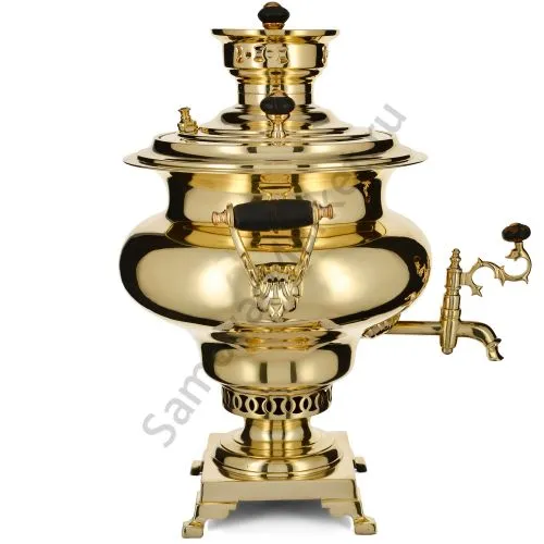 Самовар антикварный на дровах 5 литров формы «Репка» Р.А. Тейле, золотистый