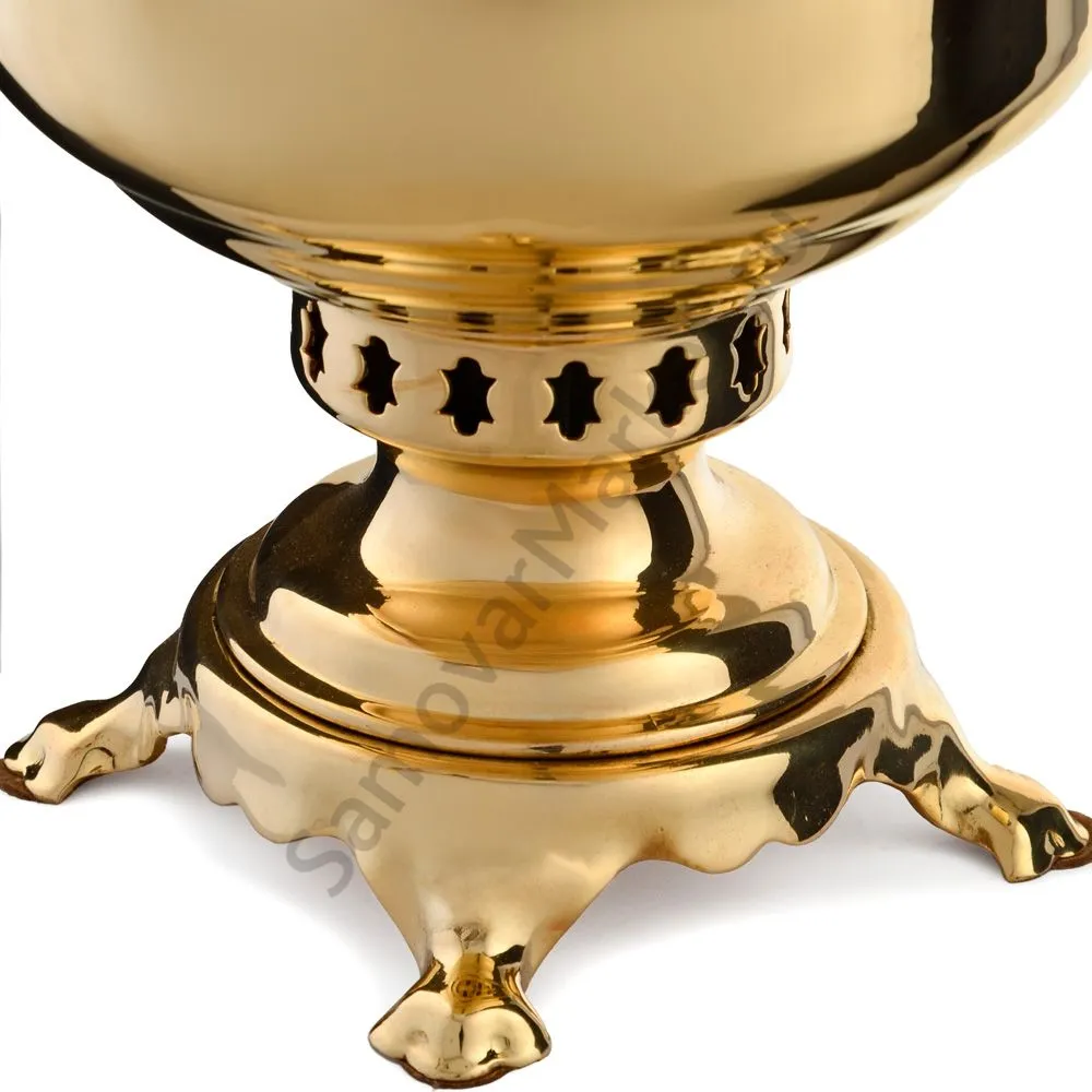 Самовар на дровах 5 литров формы «Банка с гербом РФ», золотой, категория «Люкс» Самовар на дровах 5 литров формы «Банка с гербом РФ», золотой, категория «Люкс»