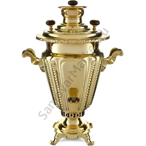 Самовар антикварный комбинированный 5,5 литров формы «Рюмка гранная» Баташева, золотой