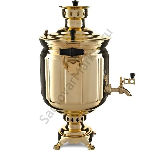 Самовар на дровах 9 литров формы «Банка гранная», золотой, категория «Дачный»